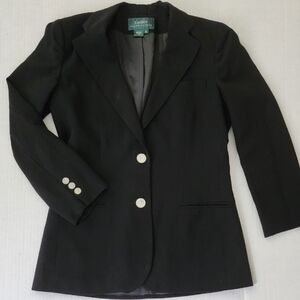 Ralph Lauren Black Women's Blazer with White Buttons